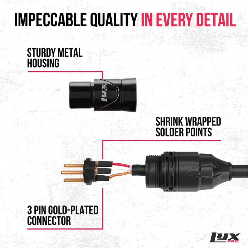 LyxPro Quad Series 6 ft XLR 4-Conductor Star Quad Balanced Microphone Cable for High End Quality and Sound Clarity, Extreme Low Noise, Black - Image 4